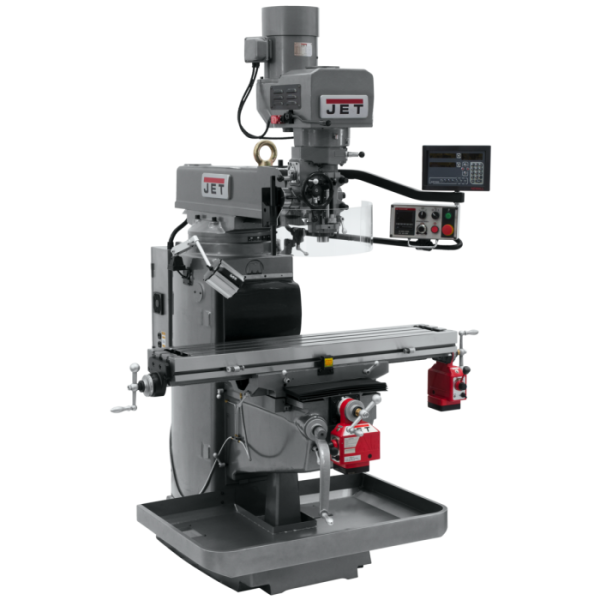 JET JTM-1050EVS/230 Mill With 3-Axis Newall DP700 DRO (Knee) With X and Z-Axis Powerfeeds 690223