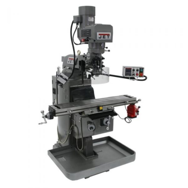 Jet JTM-1050EVS2/230 Mill With 3-Axis Newall NMS800 DRO (Knee) With X-Axis Powerfeed and Air Powered Draw 690640